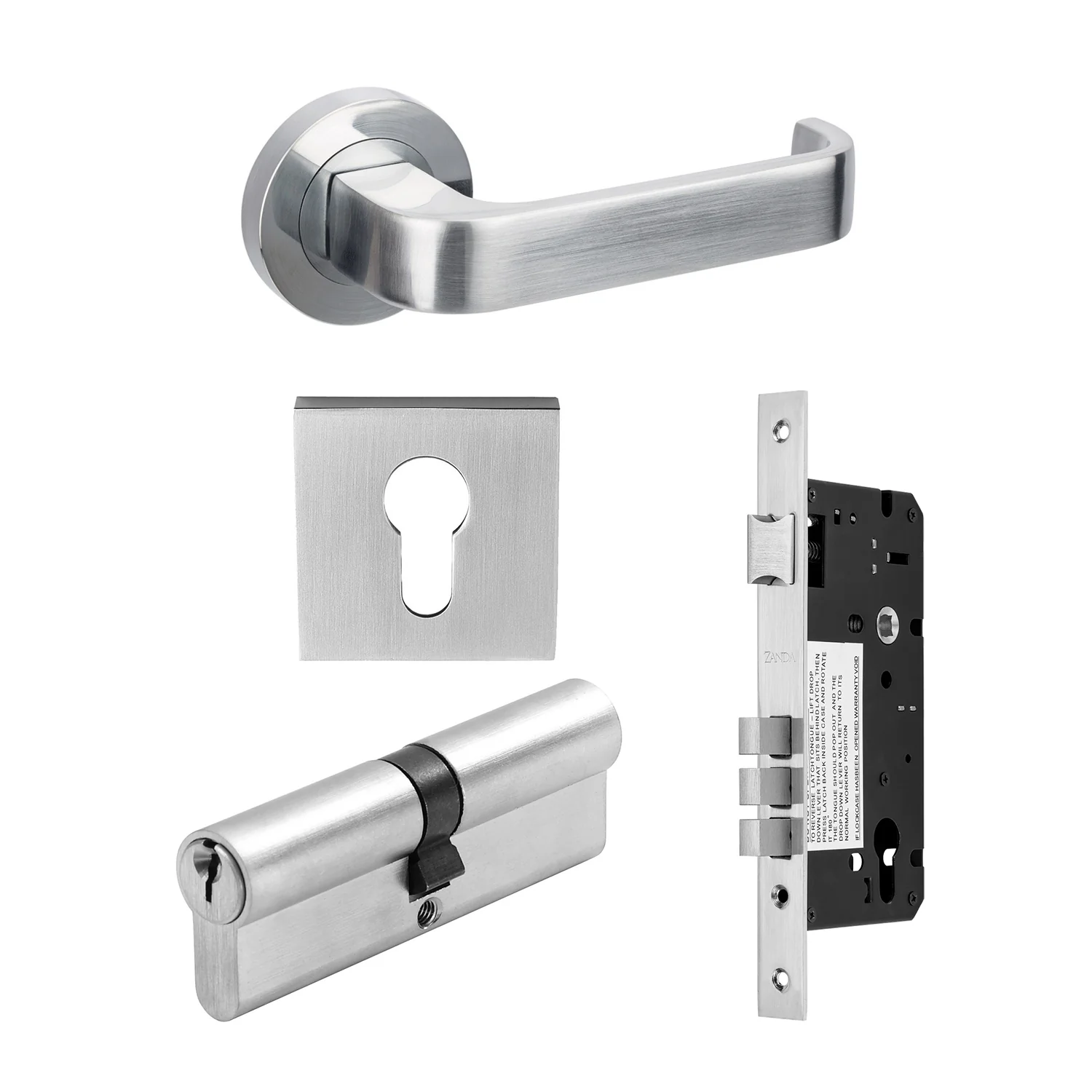 Zanda Streamline Door Handle Lever Set Satin Chrome - Image 4