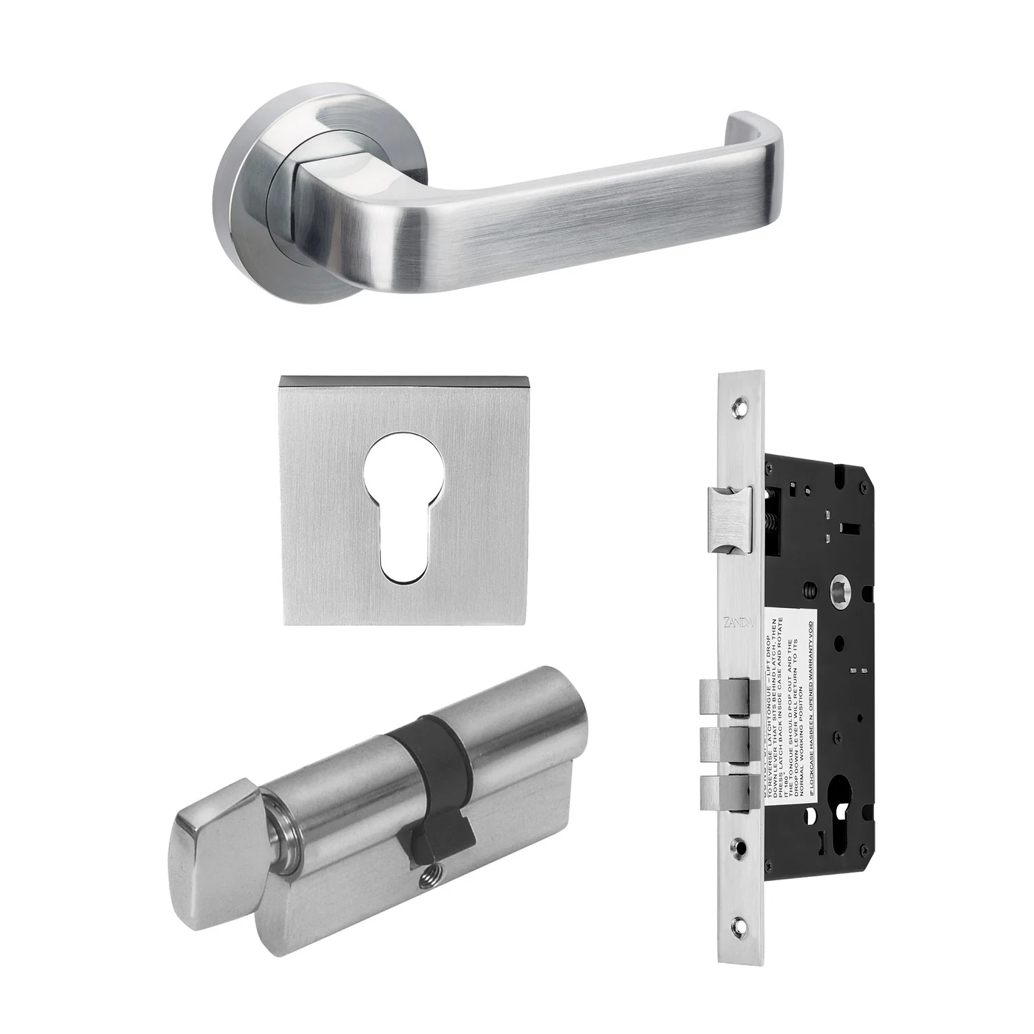 Zanda Streamline Door Handle Lever Set Satin Chrome - Image 5