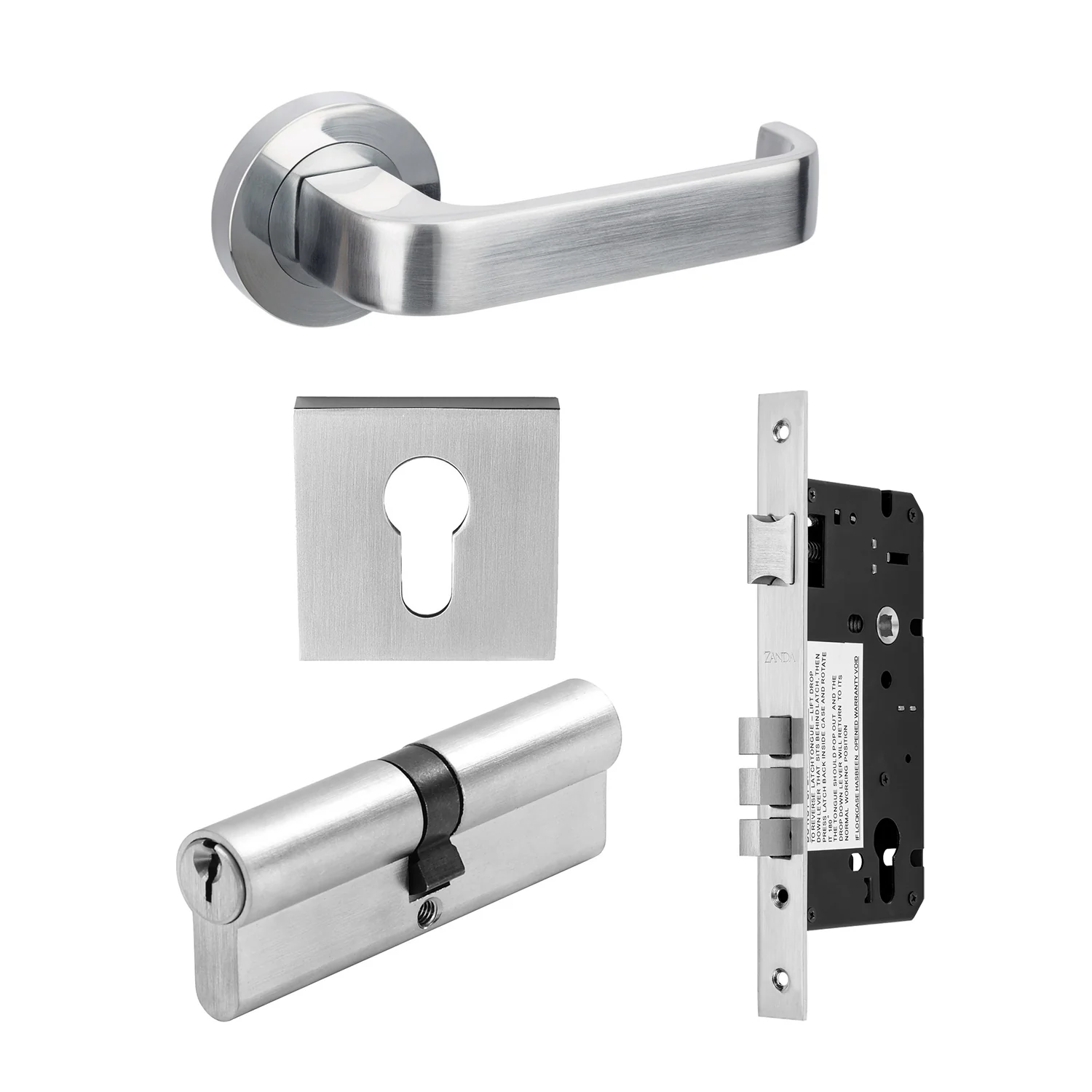 Zanda Streamline Door Handle Lever Set Satin Chrome - Image 6