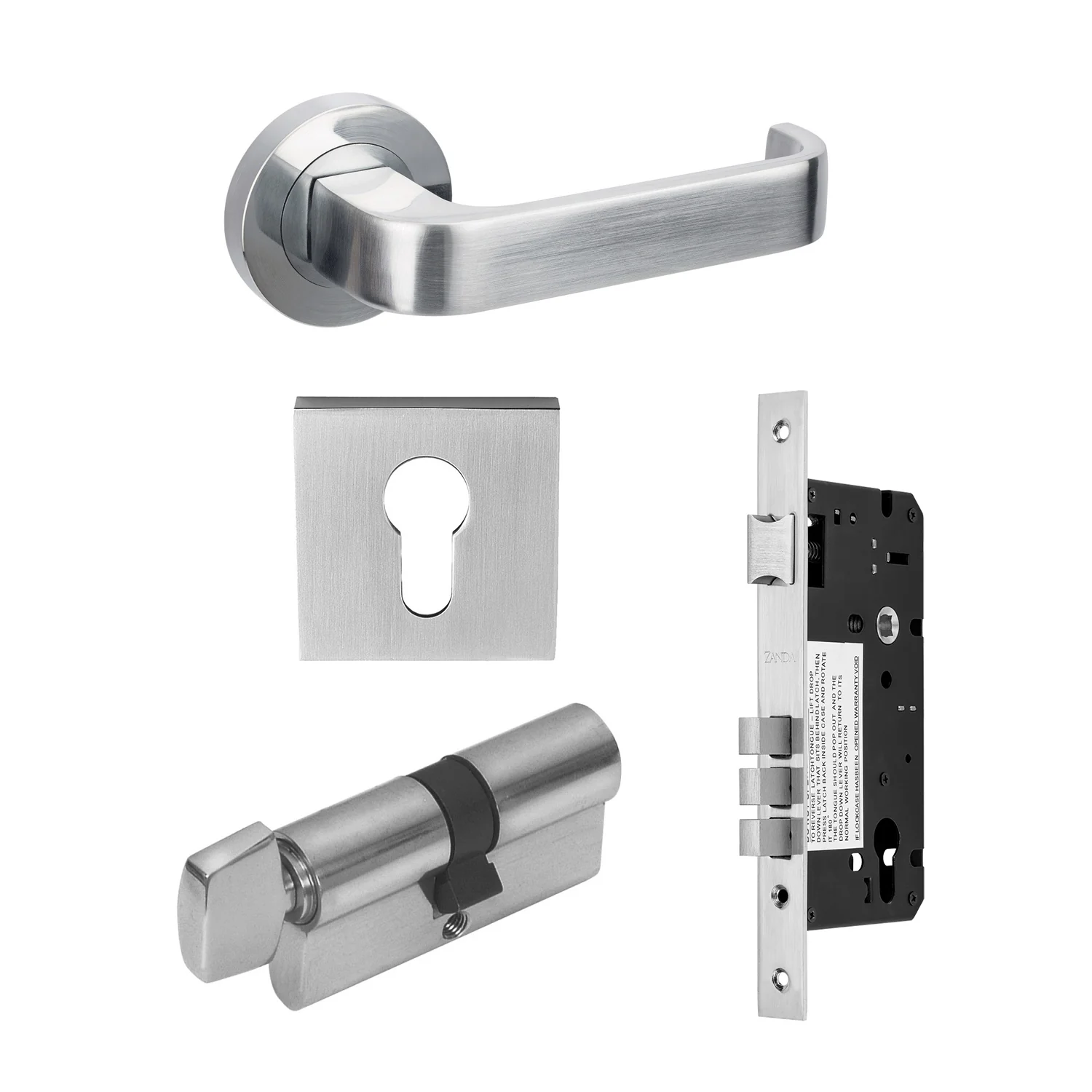 Zanda Streamline Door Handle Lever Set Satin Chrome - Image 7
