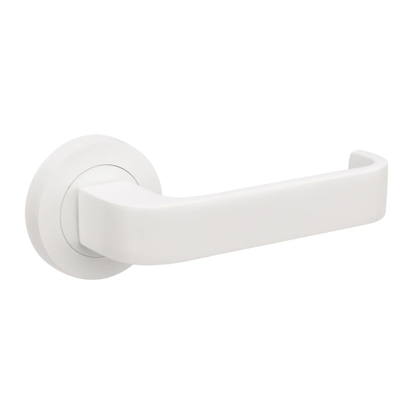 Zanda Streamline Door Lever Handle on Round Rose Matt White - Image 3