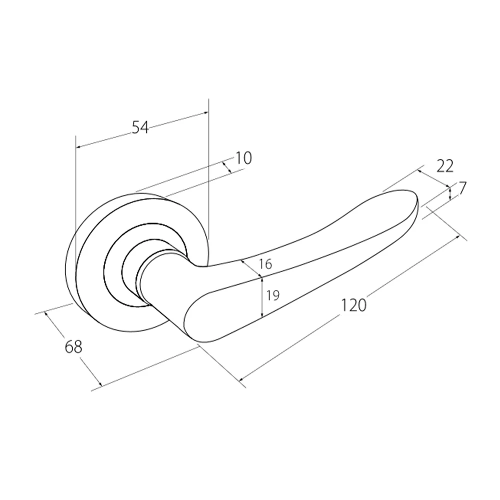 Zanda Stride Door Lever Handle on Round Rose Separate Privacy Brushed Nickel/Chrome Plate 10046.BNCP - Image 2