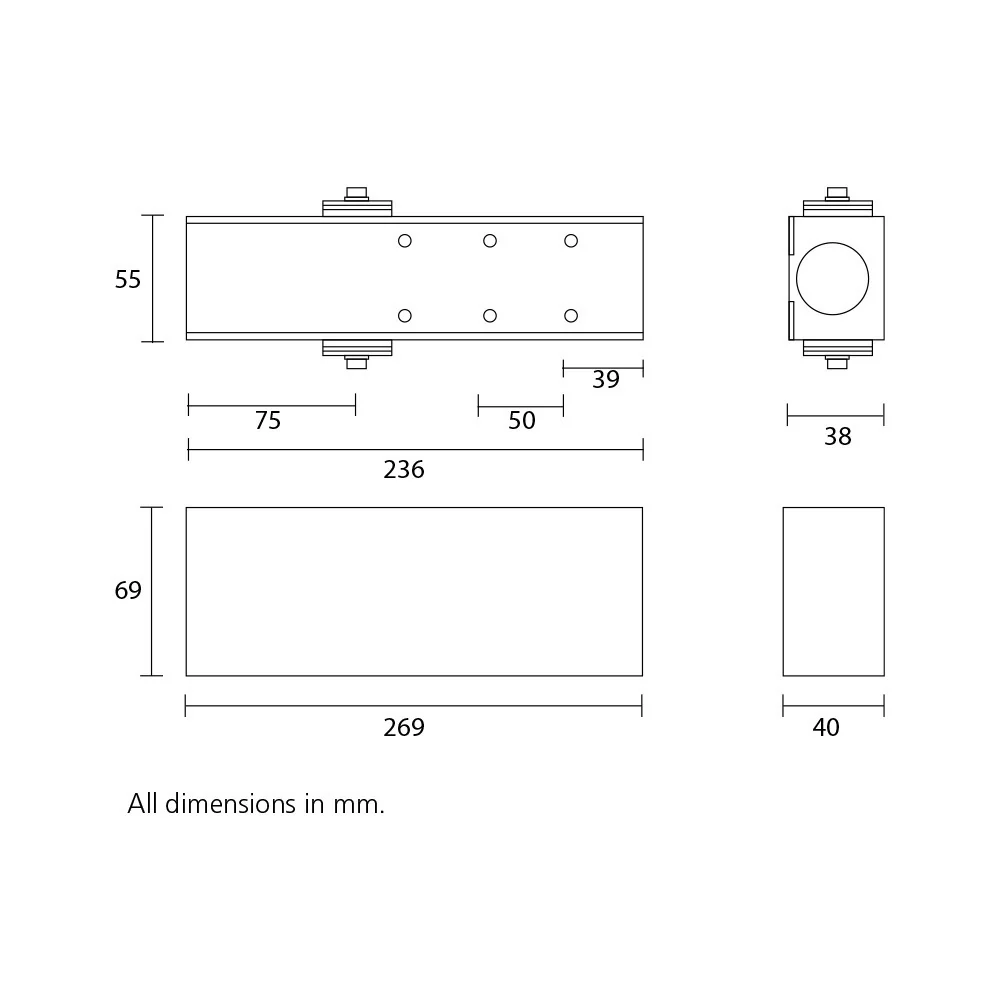 Zanda TS9205 Door Closer Combined Unit Flat Bar Armset - Available in Various Finishes - Image 2