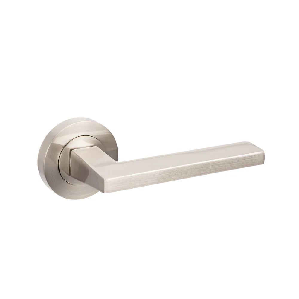 Zanda Vector Door Handle Lever on Round Rose Lever Set Brushed Nickel - Image 4