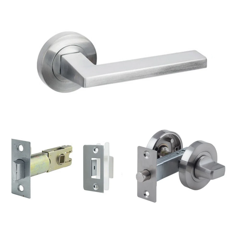 Zanda Vector Door Handle Lever on Round Rose Lever Set Satin Chrome - Image 6