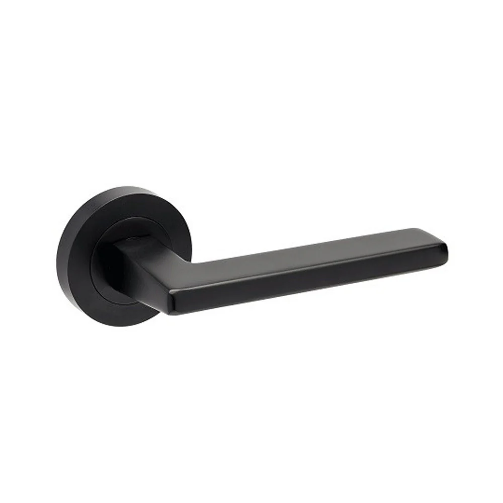 Zanda Vector Door Handle Lever on Round Rose Matt Black - Image 3