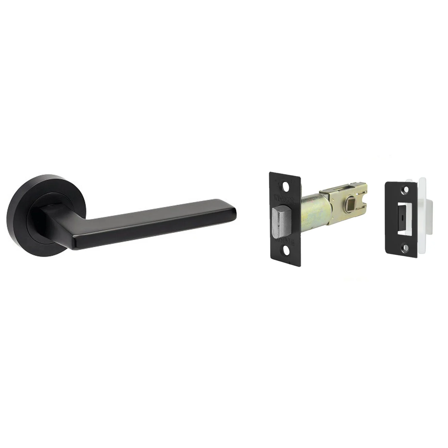 Zanda Vector Door Handle Lever on Round Rose Matt Black - Image 4