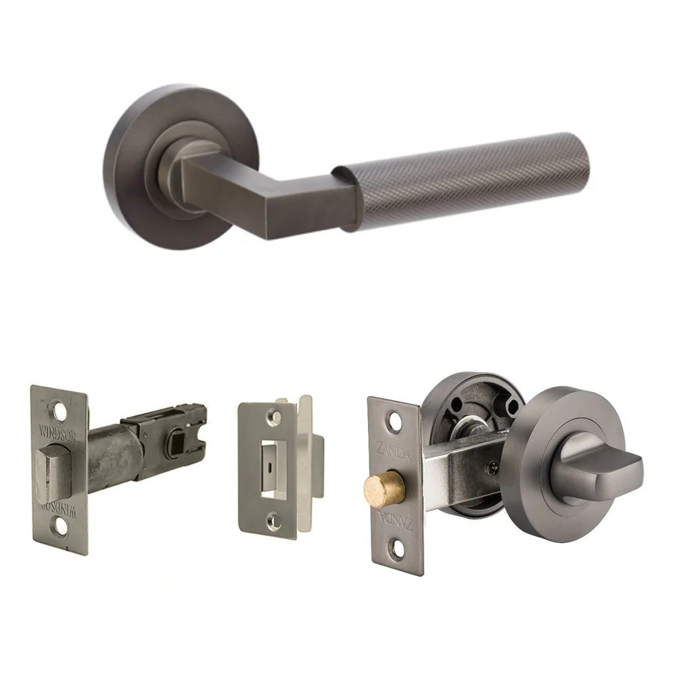 Zanda Zurich Door Handle Lever on Round Rose Graphite Nickel - Image 4