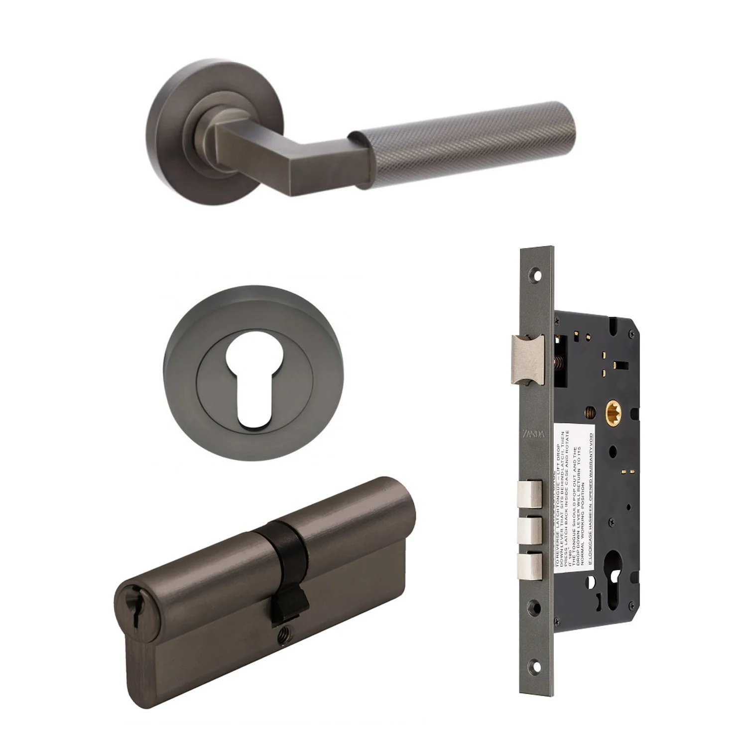 Zanda Zurich Door Handle Lever on Round Rose Graphite Nickel - Image 5