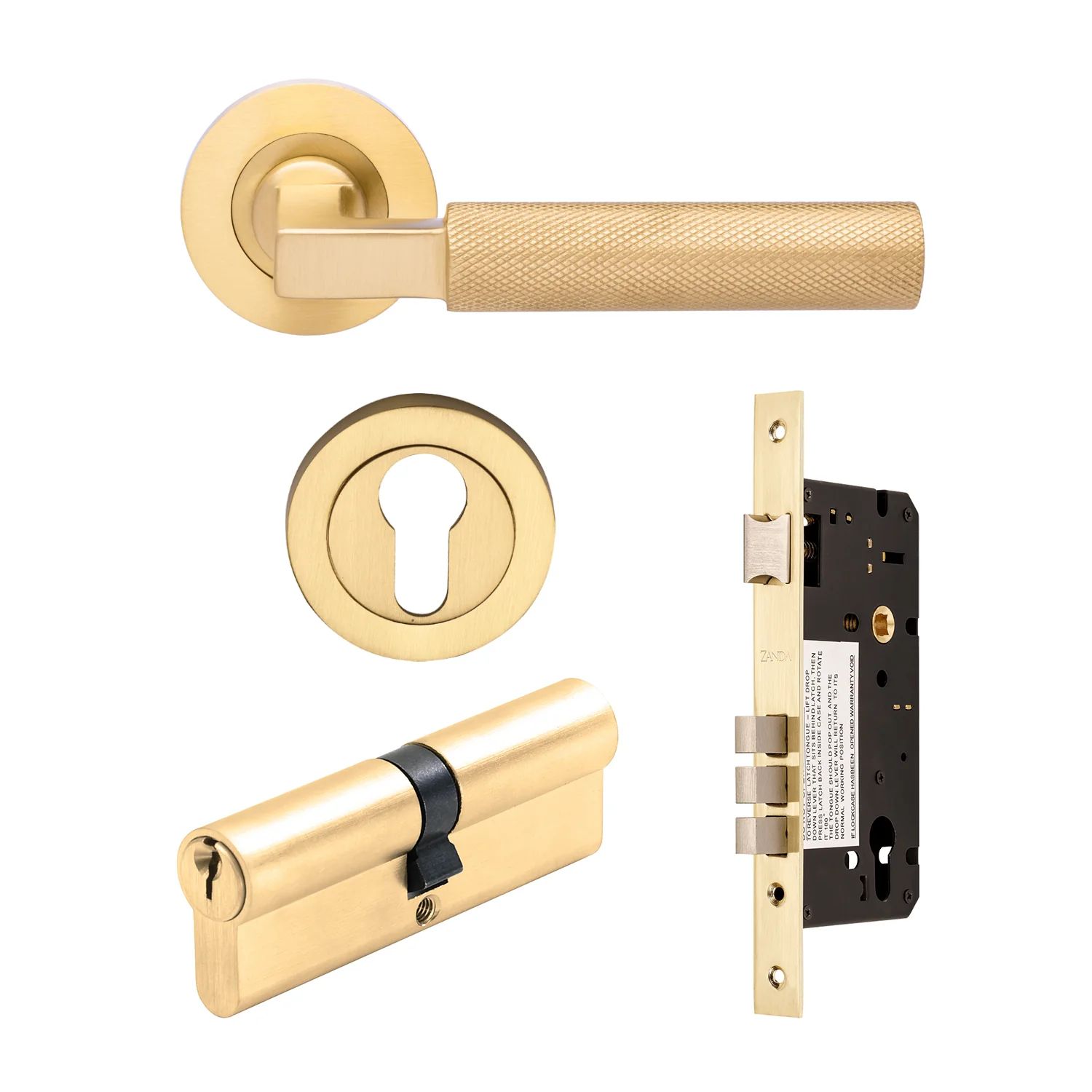 Zanda Zurich Door Handle Lever Set Satin Brass - Image 10