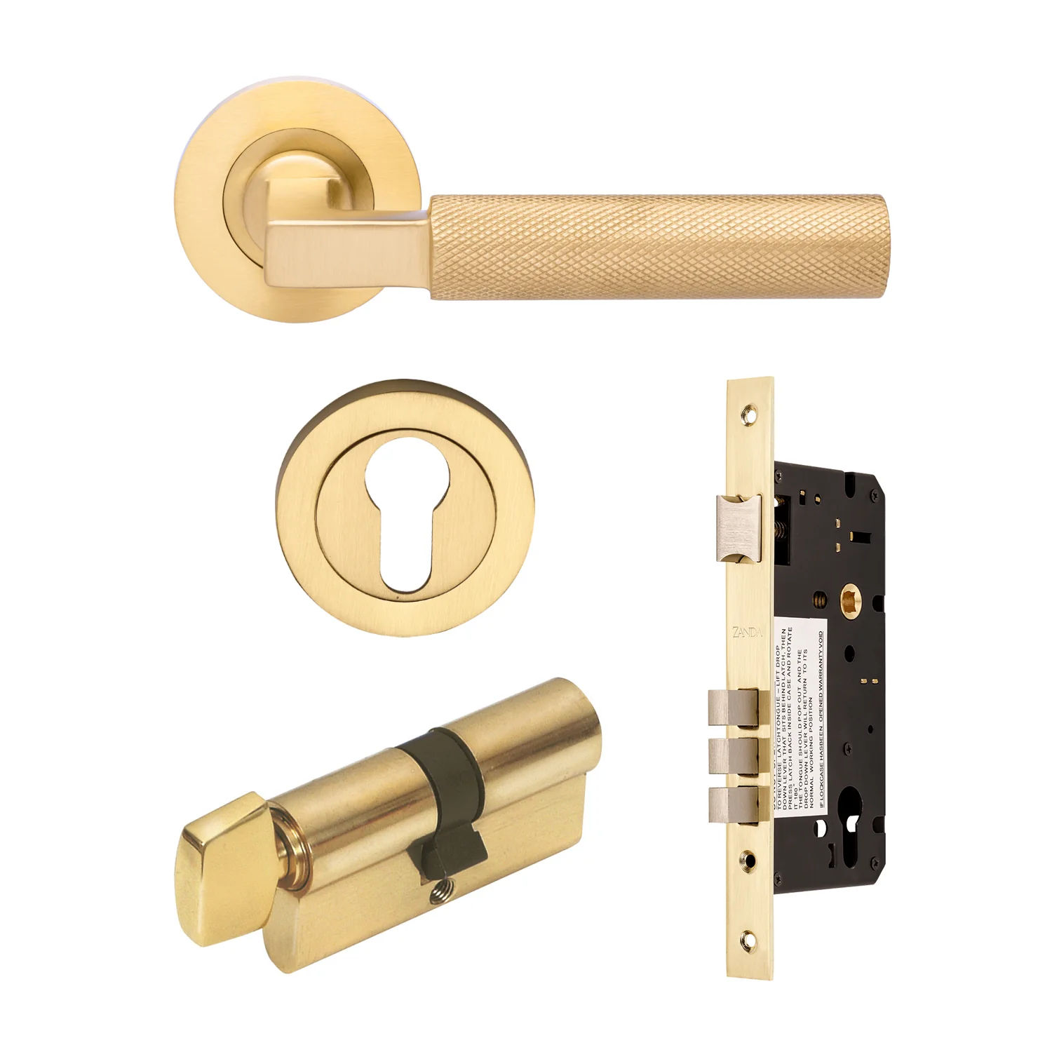 Zanda Zurich Door Handle Lever Set Satin Brass - Image 11
